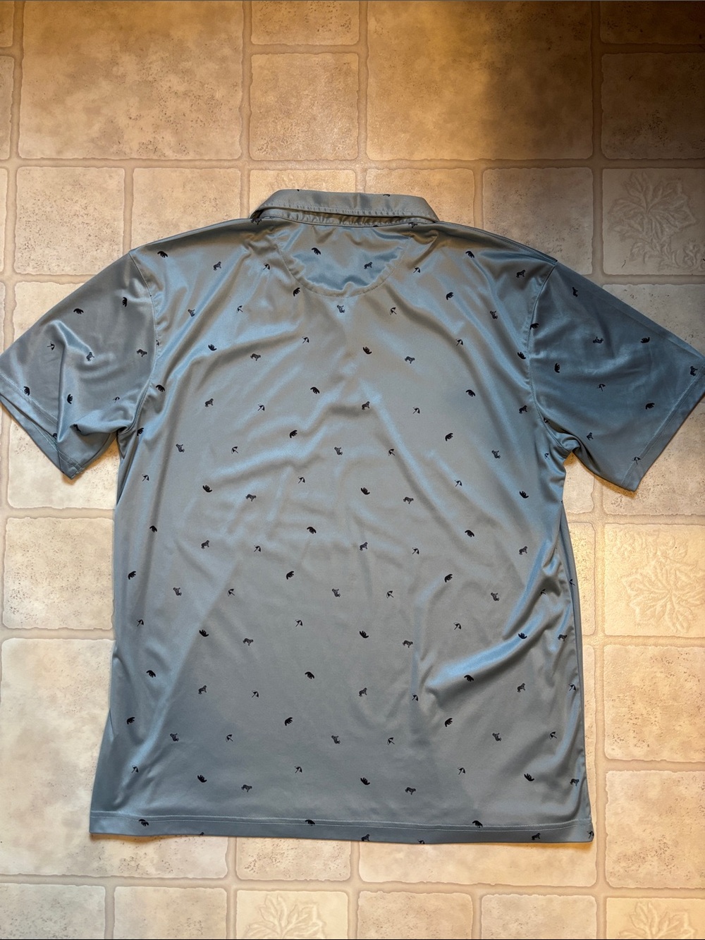 Swannies Golf Polo Shirt Mens 2XL Grayish Green Umbrella Tiger Bear Performance - Picture 3 of 8